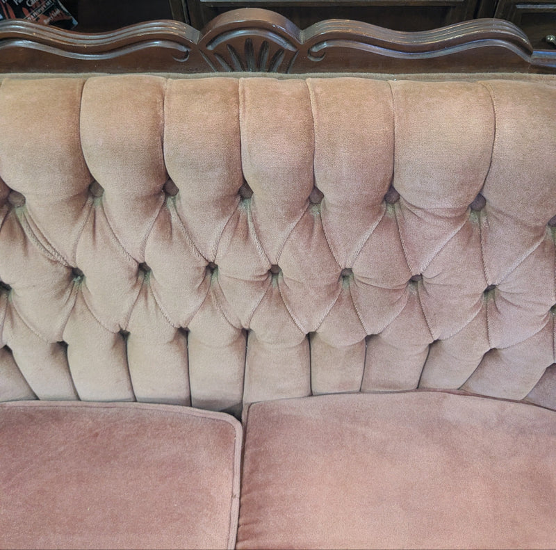 Antique Soft Pink Curved Loveseat