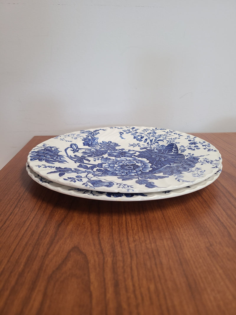 Vintage Royal Crownford Burleigh "Charlotte" Blue & White 14-Piece Dinnerware Set