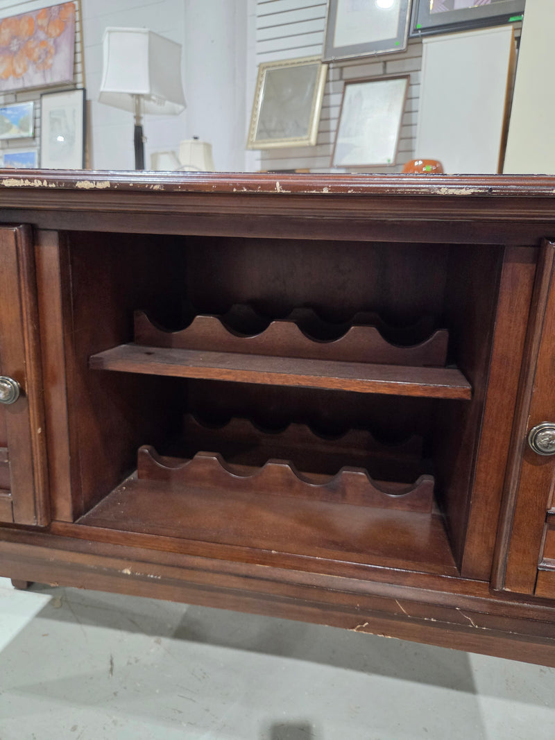 Wooden Buffet Server With a Built-in Wine Rack