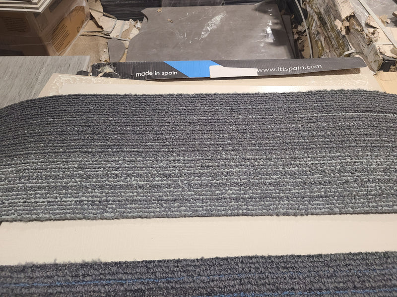 Contemporary Multi-Toned Gray & Blue Linear Carpet Tiles