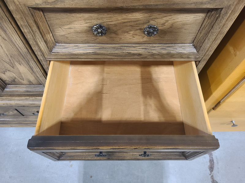 Traditional Oak-Finish Gentleman's Chest / Armoire with Mirror