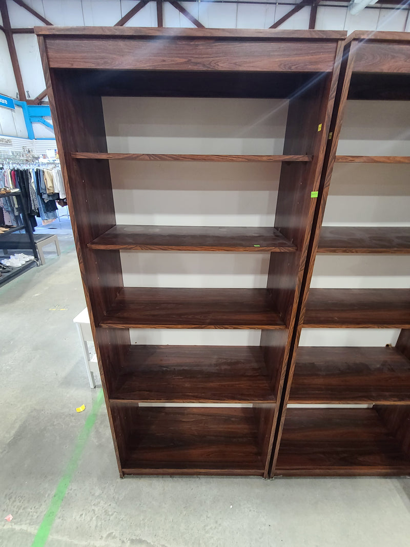 Tall Dark Rosewood-Finish 5-Tier Open Bookcase