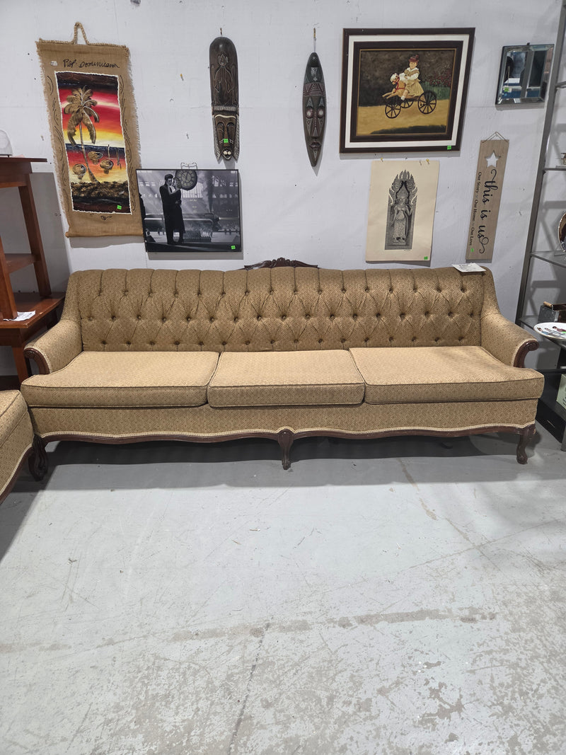 Vintage French Provincial Tufted Sofa
