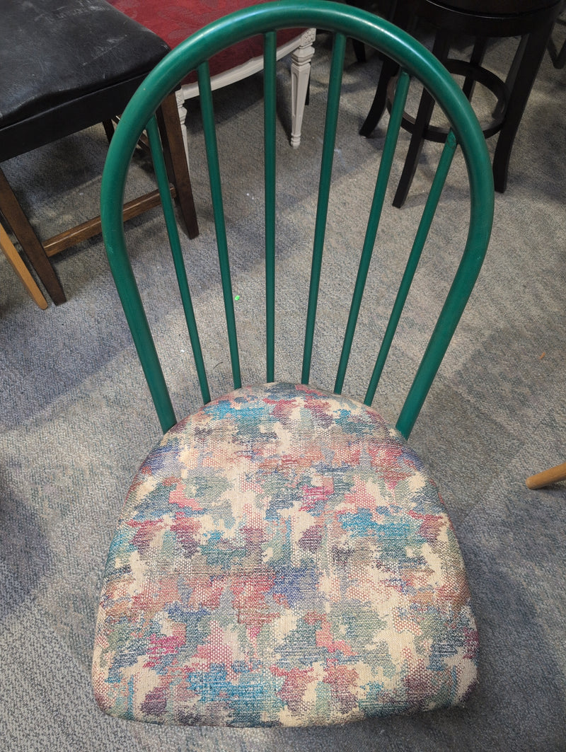 Wooden Dining Table with Green Legs and 4 Matching Cushioned Chairs