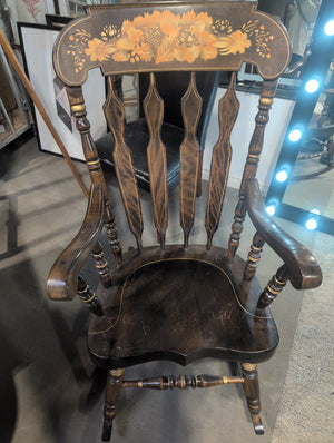 Fancy Wooden Rocking Chair with Floral Design