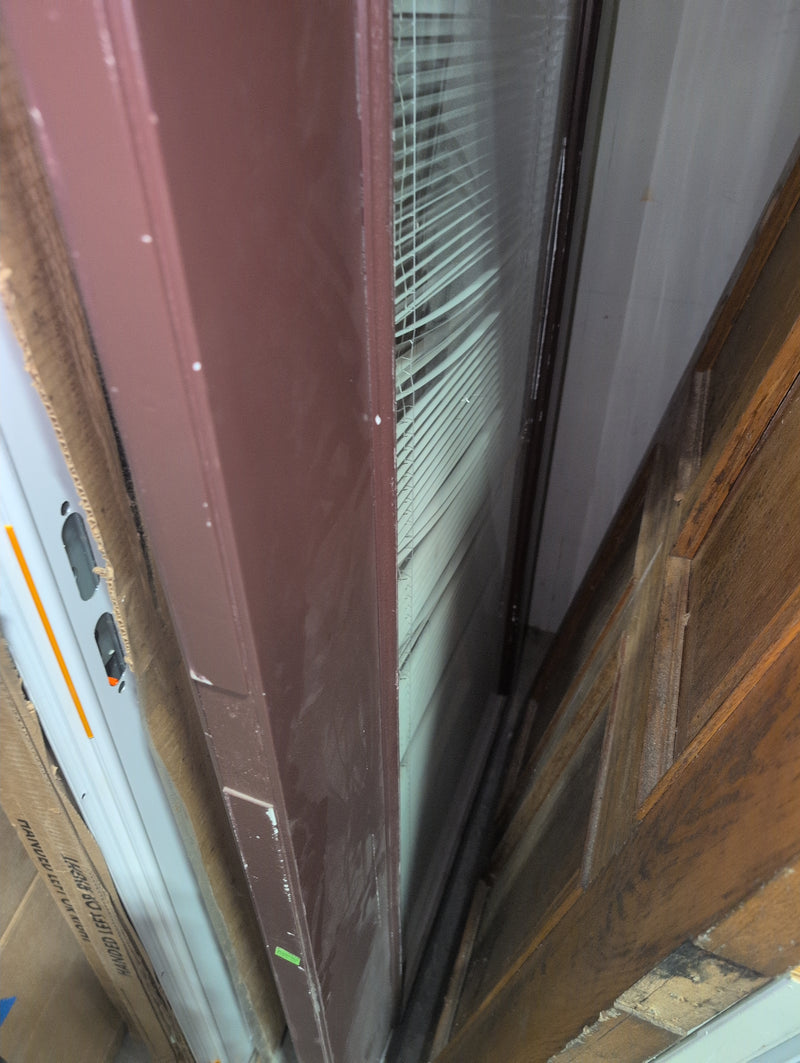 Purple Door with Glass Window and Blinds