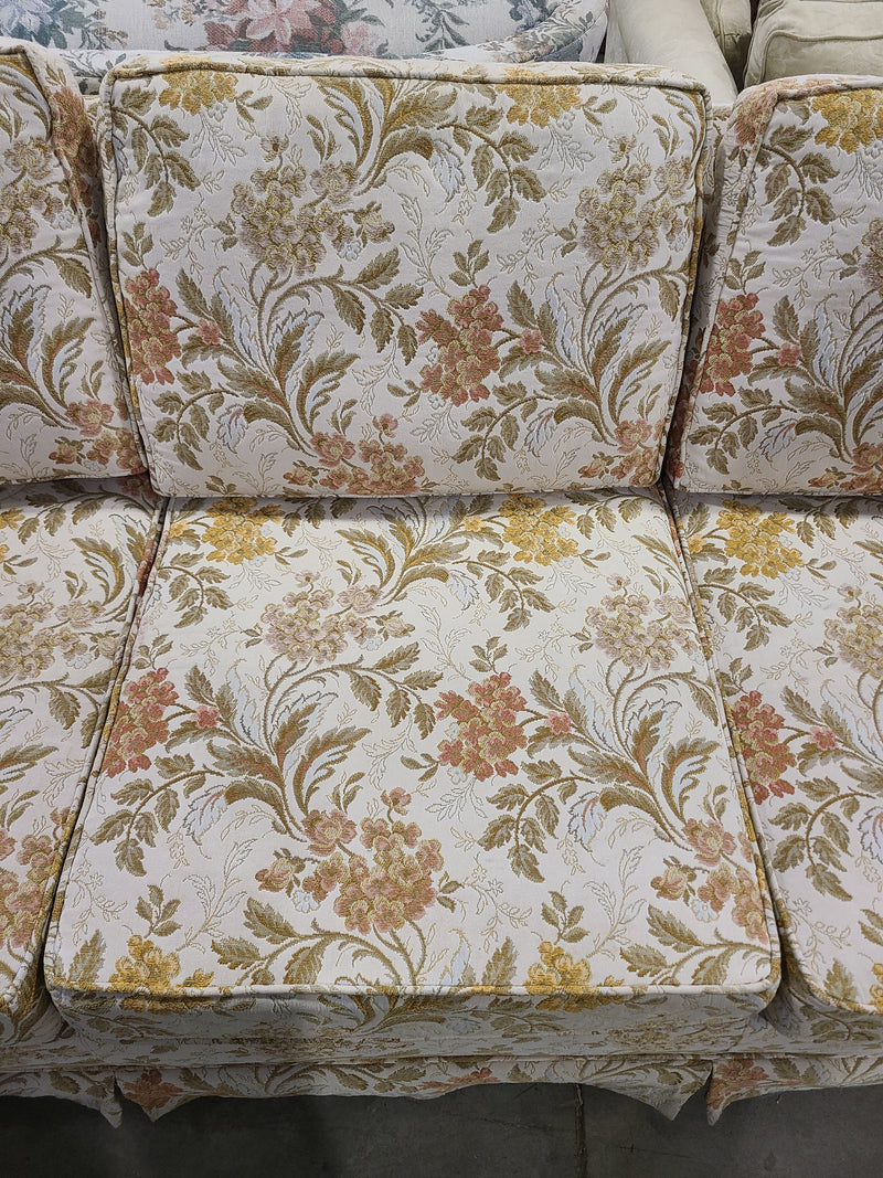 Excellent Condition Vintage Woven Floral 3-Seater Sofa