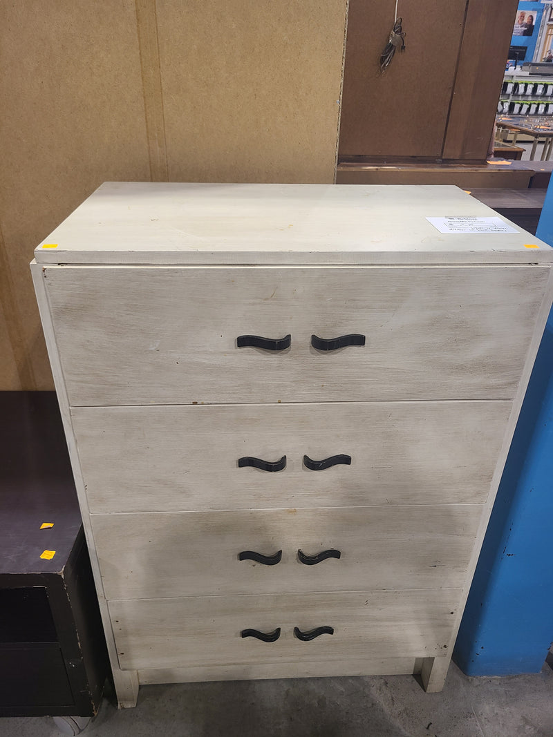 White 4-Drawer Dresser with Black Handles