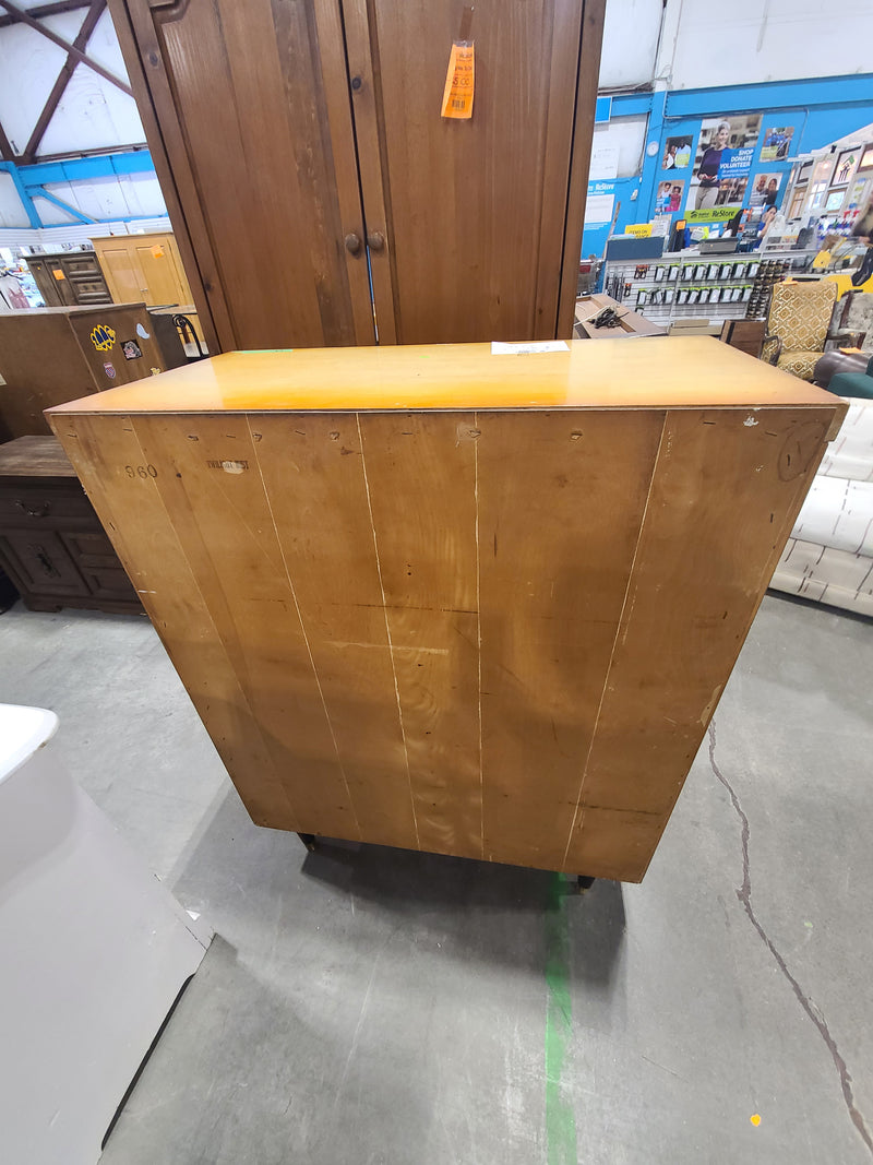 Vintage Mid-Century Modern Chestnut Tallboy Dresser
