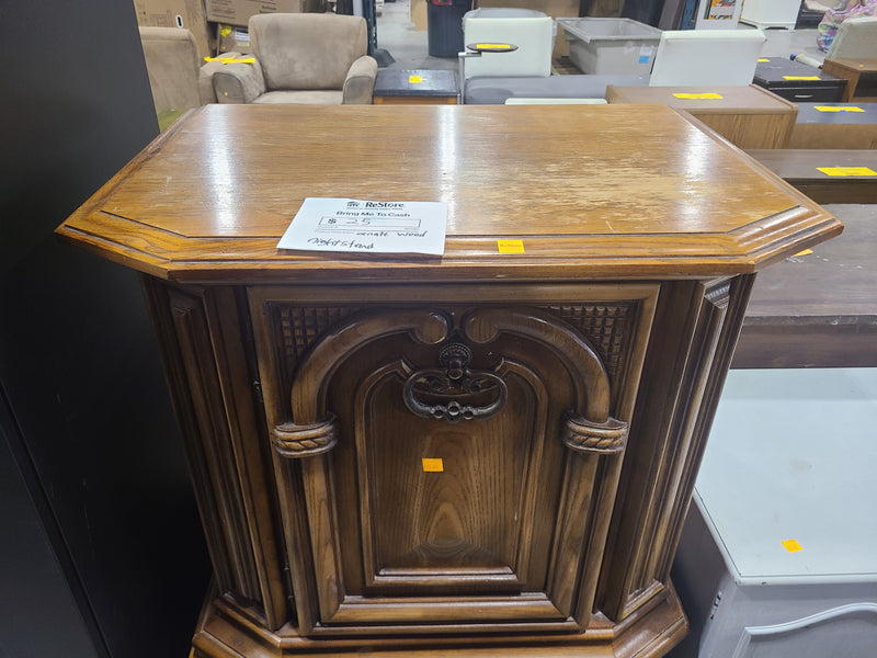 Vintage Ornate Wooden Nightstand