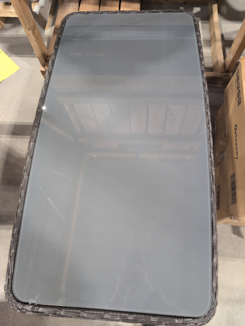 Outsunny Wicker Glass Top Patio Table