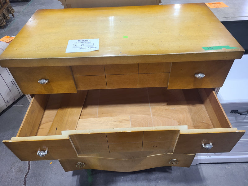 Vintage Mid-Century Modern Chestnut Tallboy Dresser