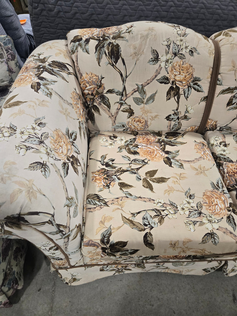 Vintage Botanical Rose Upholstered Loveseat