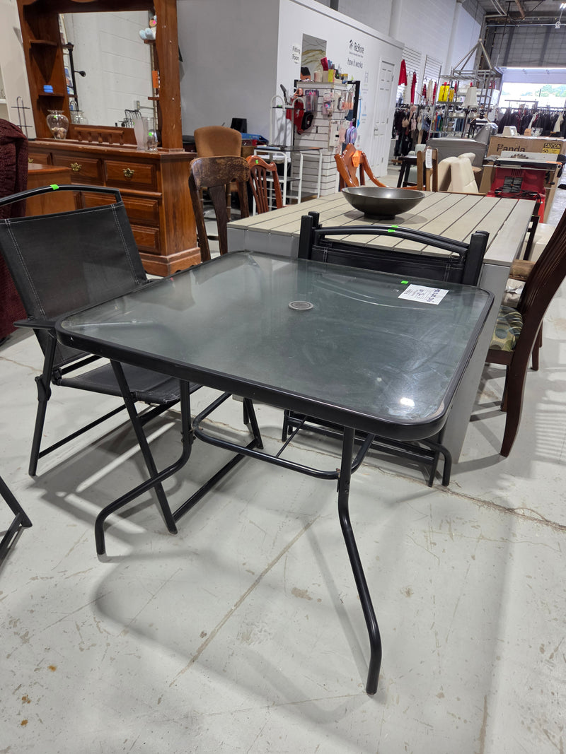 Square Glass-Top Patio Table