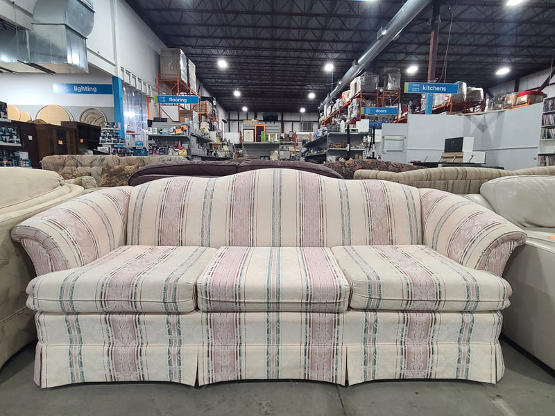 Traditional Floral Striped Camelback Sofa