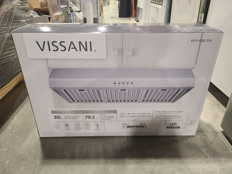 Vissani 30-Inch Stainless Steel Under-Cabinet Range Hood