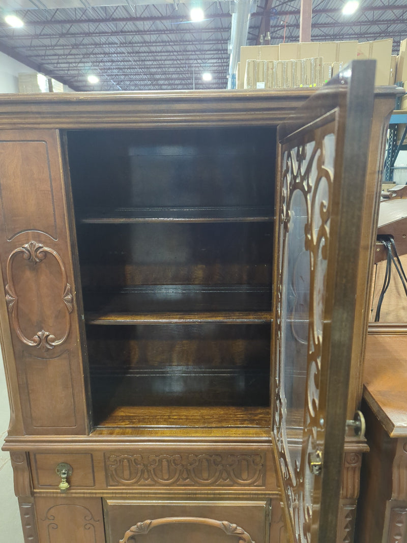 Antique Wooden Cabinet with Ornate Carved Details