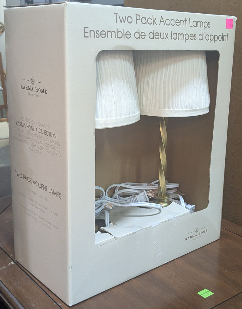 Karma Home Two Pack Gold and White Accent Lamps