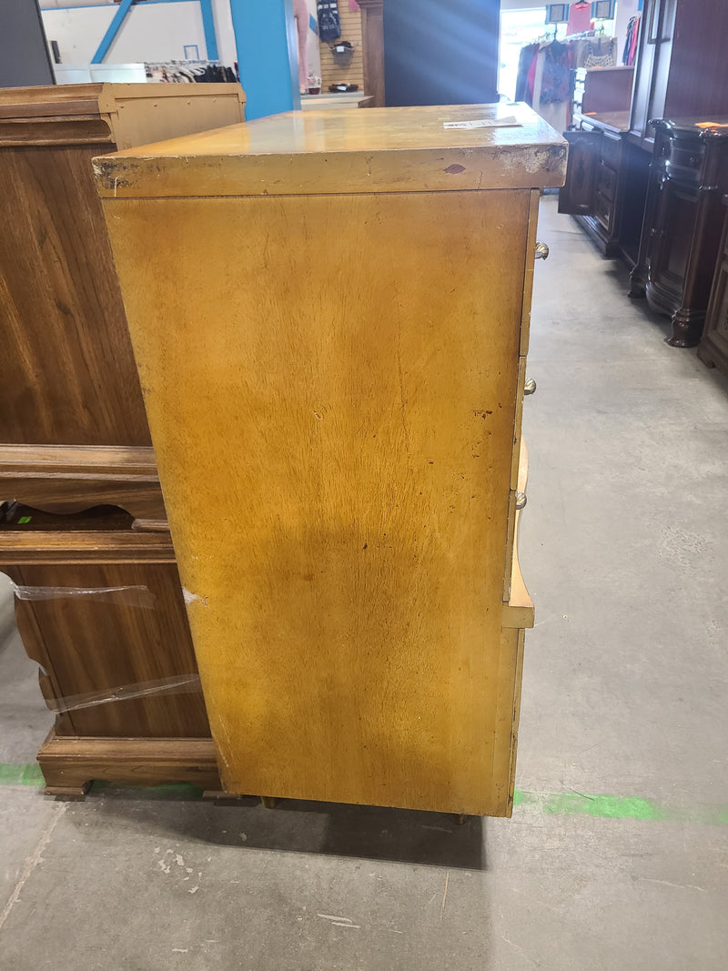 Vintage Mid-Century Modern Chestnut Tallboy Dresser