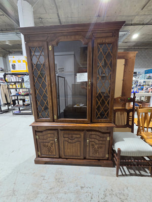 Vintage Traditional Wood China Cabinet Hutch