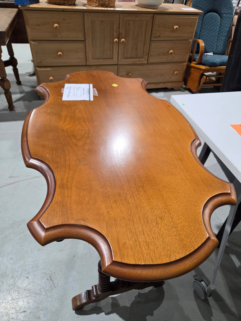 Antique Victorian Style Walnut Turtle-Top Parlor Table