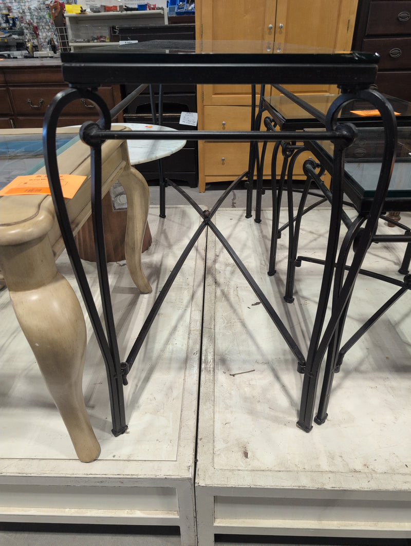 Metal Console Table with Transparent Glass Top
