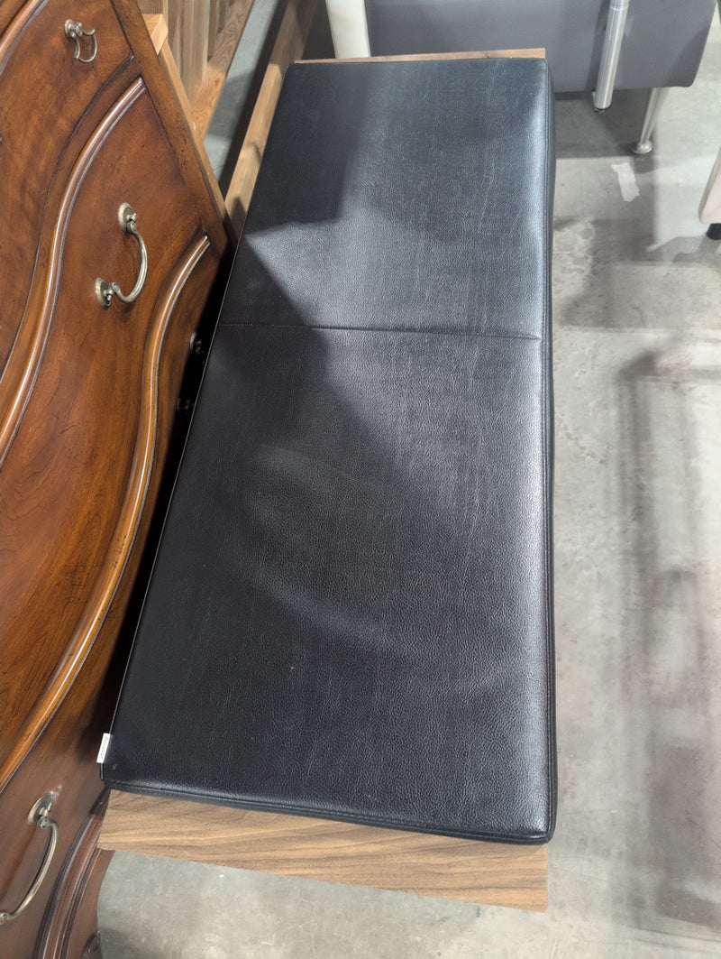 Bench with Drawers and Black Faux Leather Cushion