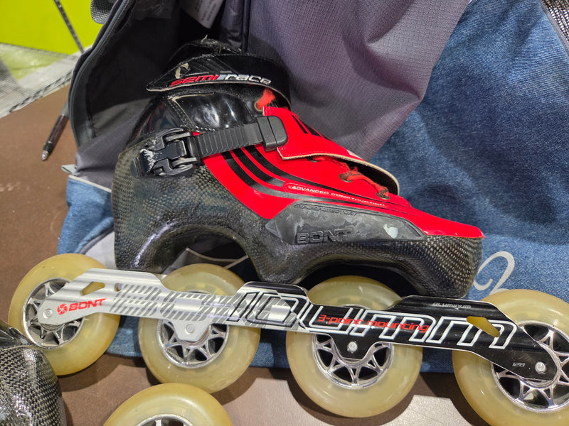 EU38.5 Bont Semi-Race Red Inline Speed Skates with Bag