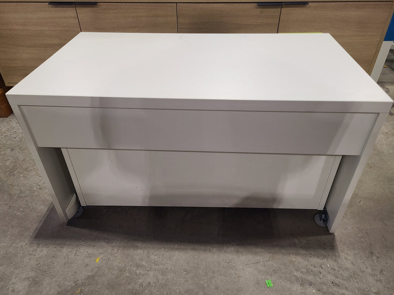 Modern White & Lime Green Low Storage Bench / Toy Chest with Pull-Out Drawer
