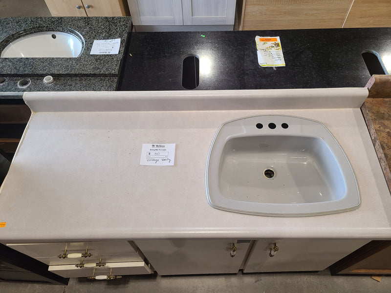 Vintage-Style Cream Bathroom Vanity Combo with Sink