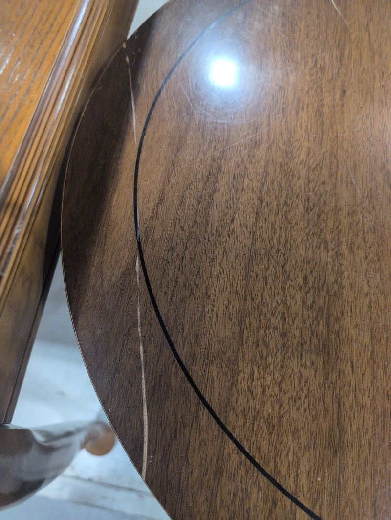 Wooden Circular Side Table with Large Storage Compartment