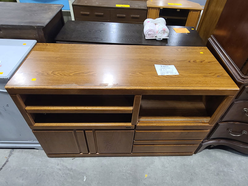 Classic Oak-Finish Media Console with Storage