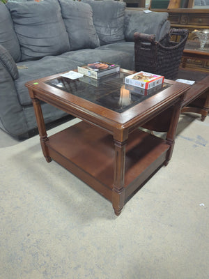 Smoke Glass Side Table with Bottom Drawer