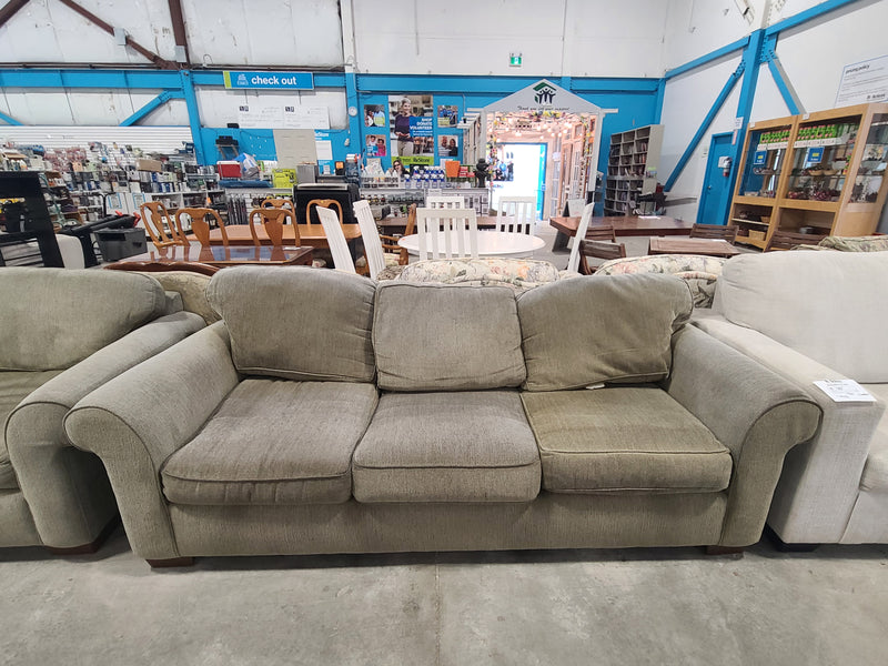 Plush Sage Green Textured Fabric 3-Cushion Sofa