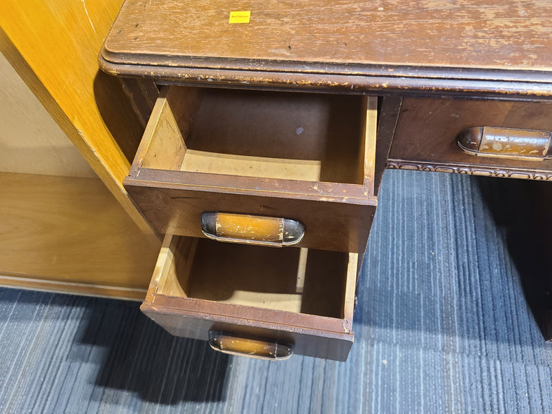 Vintage Classic Wooden Office Desk with 9 Drawers