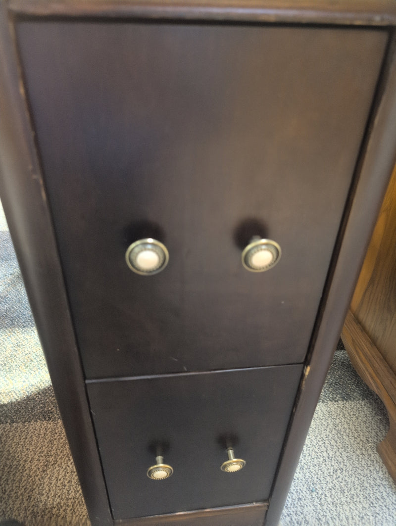 Dark Brown Office Desk with Wheels and Storage