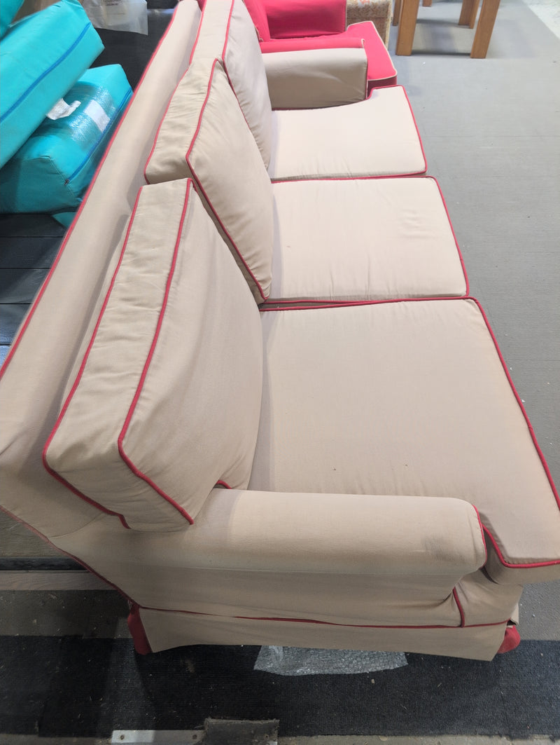 Beige Sofa with Red Piping