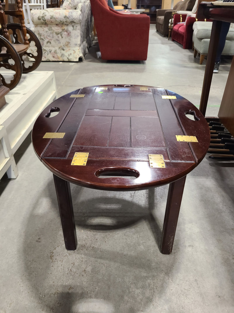 Vintage The Bombay Company Oval Butler Tray Coffee Table with Drop Leaves