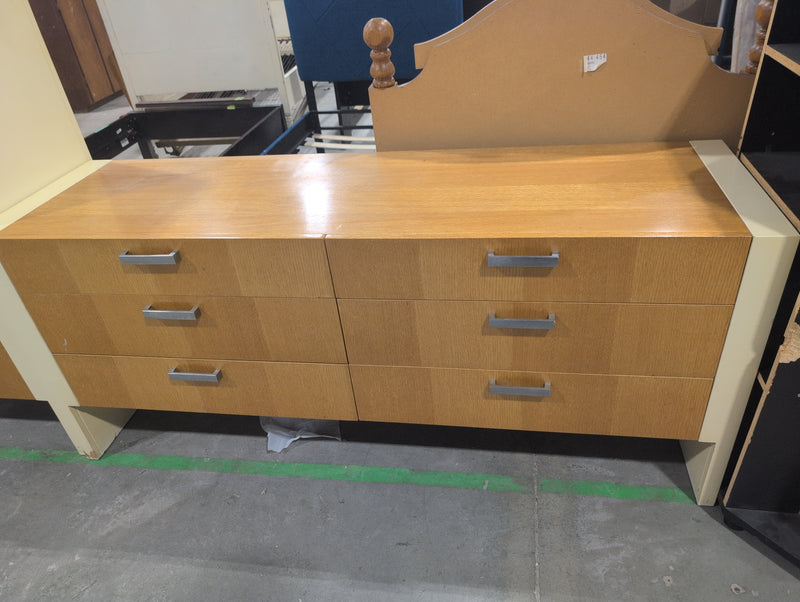 Wide Fancy Light Colored 6 Drawer Dresser