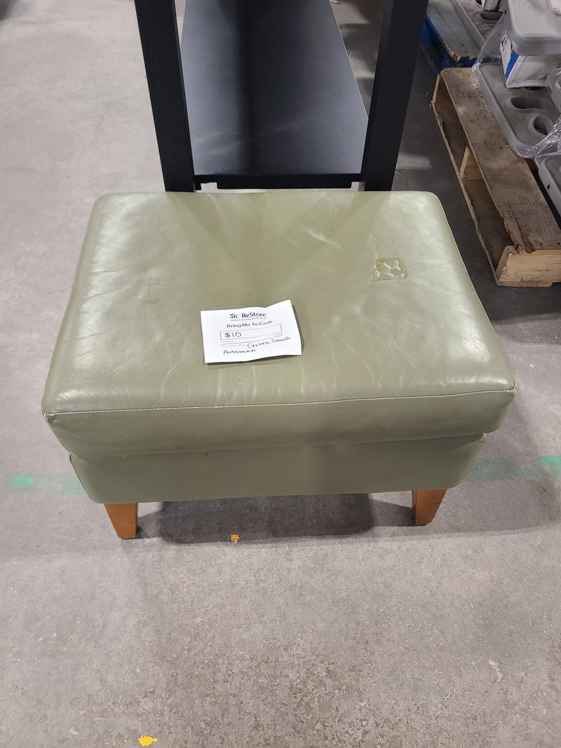 Good Condition Sage Green Faux Leather Small Ottoman