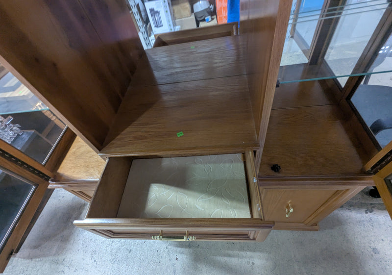Warm Brown Wooden Hutch with Glass Doors