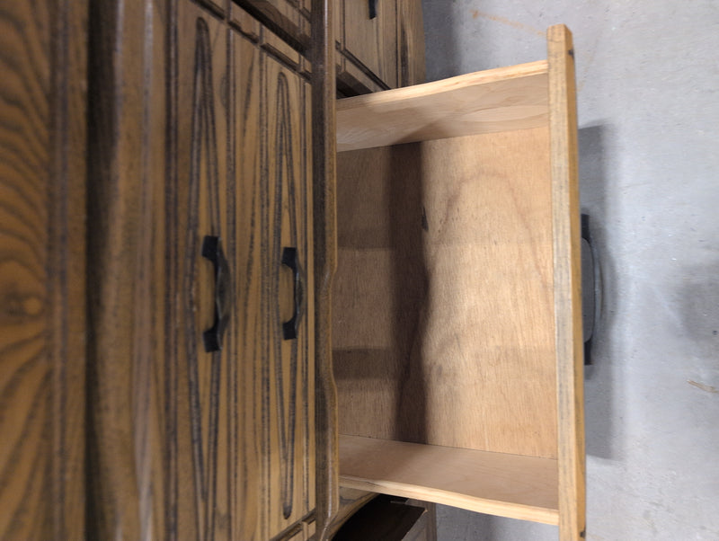Brown 9 Drawer Dresser with Large Mirror