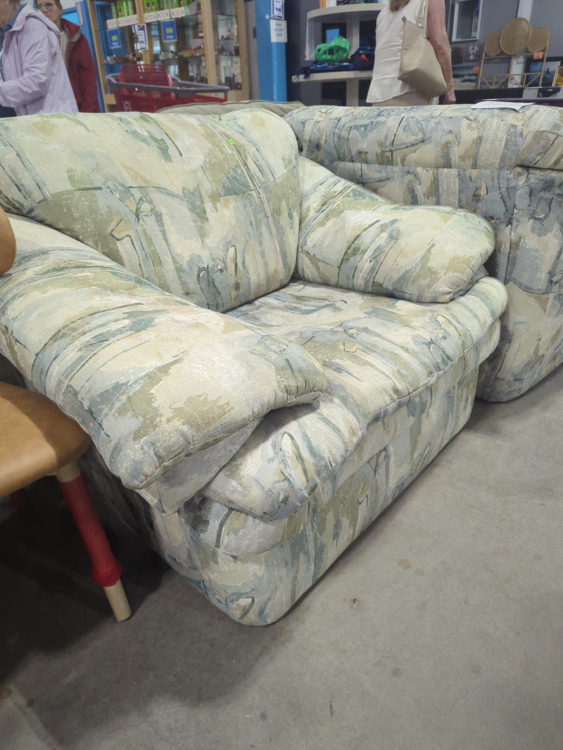 Vintage Overstuffed Floral Abstract Armchair