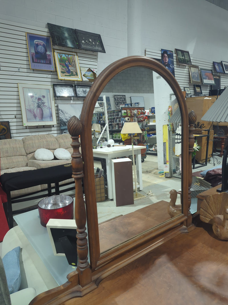 Vintage Wooden Vanity with Mirror & Side Posts