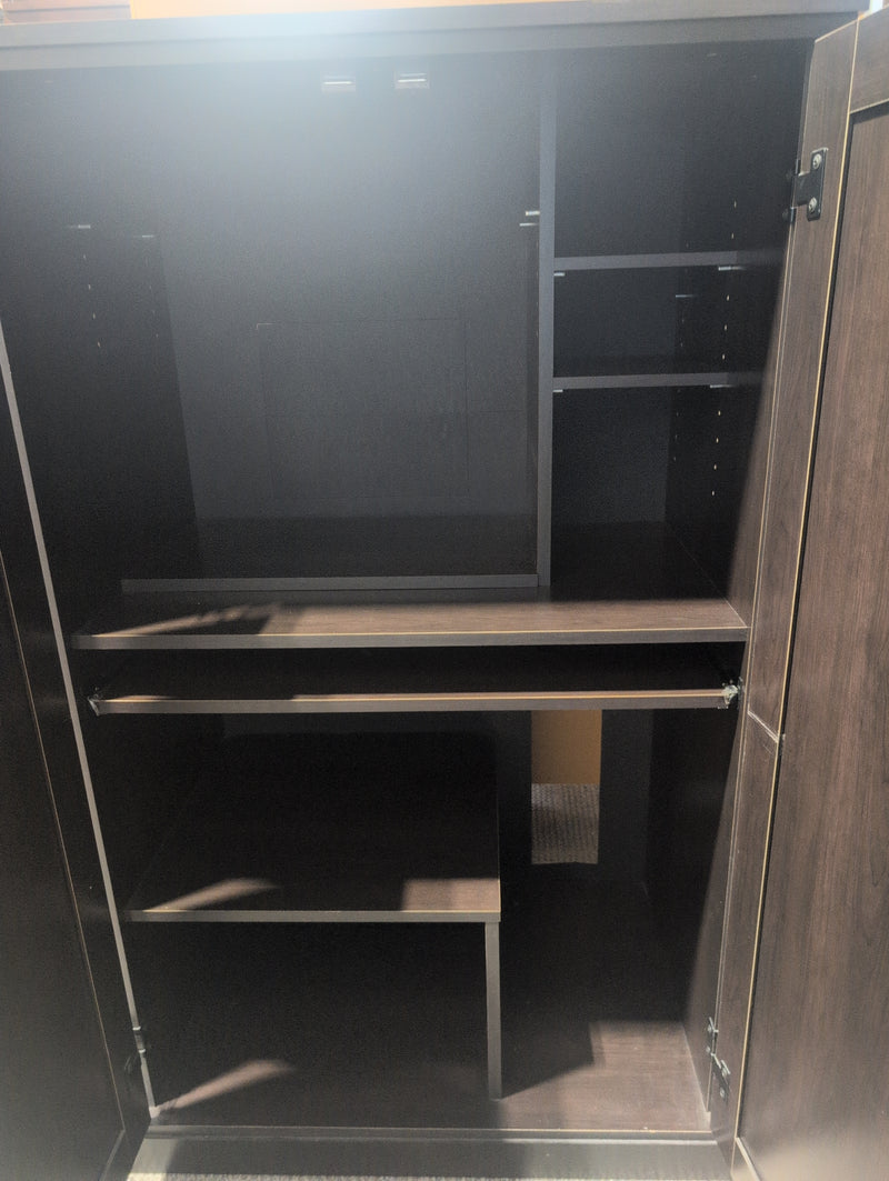 Varied Shelving Unit with Pull Out Shelf, Black