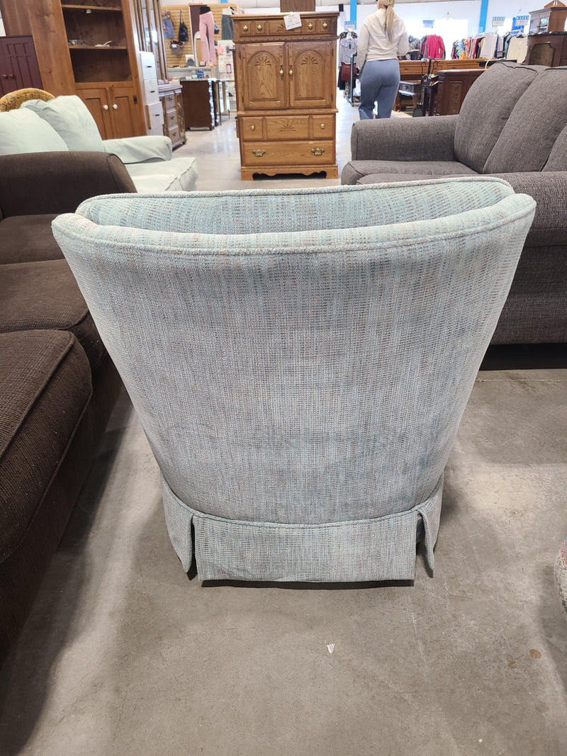 Vintage Tufted Light Blue Skirted Armchair