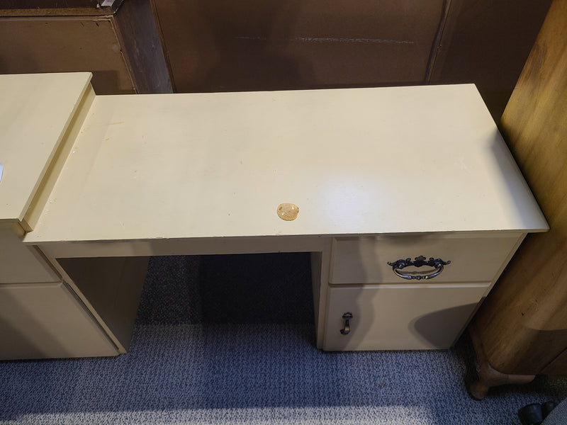Vintage-Style Beige Desk & Vanity Unit