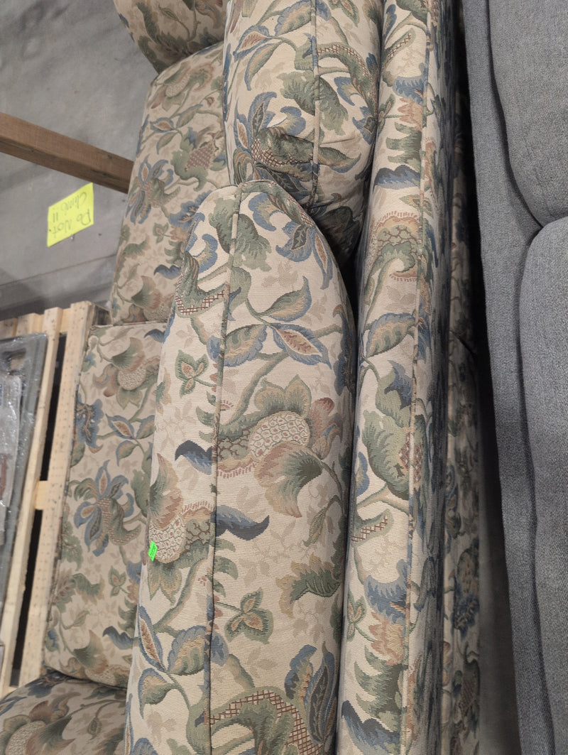 Green and Beige Plant Patterned 3 Seater Sofa