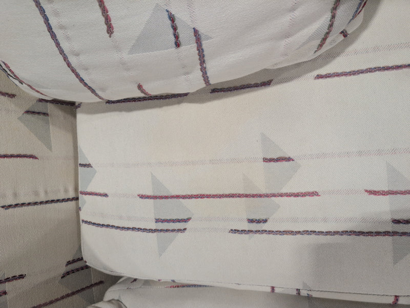 White 2 Seater Sofa with Stripes