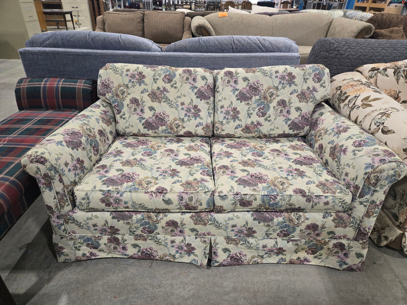 Vintage Floral Print Upholstered Loveseat